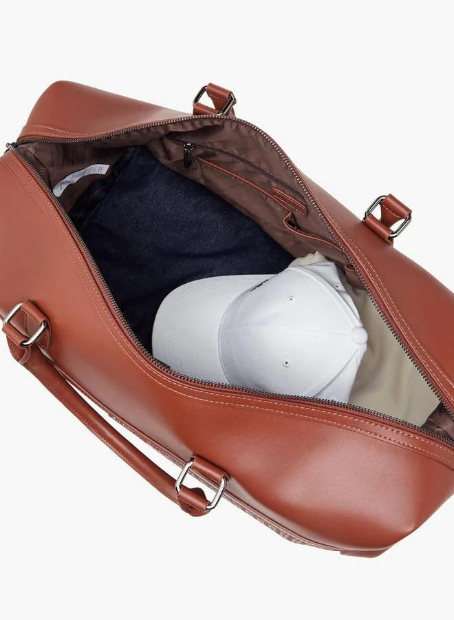 DUCHINI TAN Monogram Embossed Duffle Bag With Zip Closure And Detachable Strap for Men | Best Price UAE